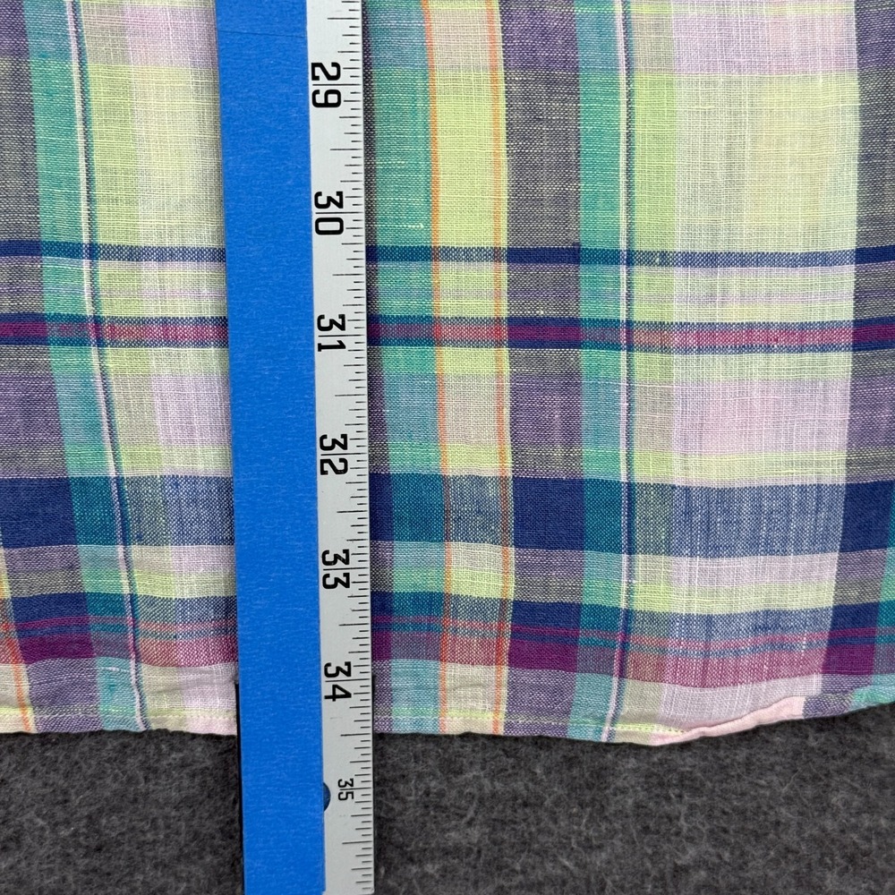 Vintage Ralph Lauren Blake Linen Shirt Mens Medium Multi Plaid Short Sleeve - Picture 10 of 10
